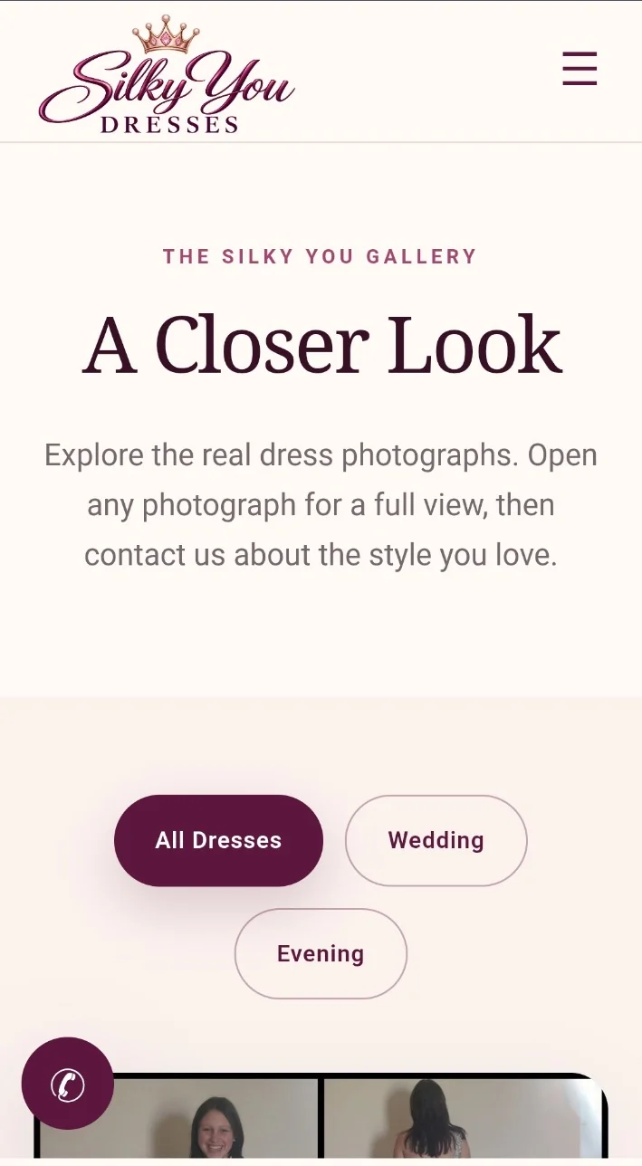 Silky You Dresses mobile gallery category filtering